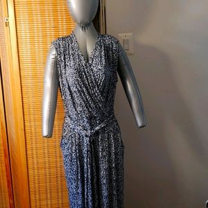 New York and Co Blue and White One Piece Jumpsuit